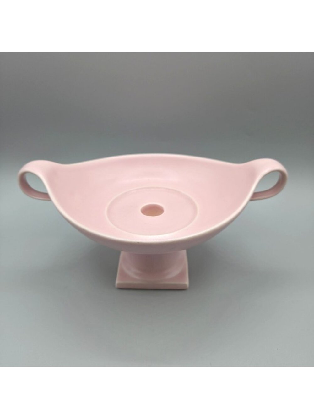 Hyalyn Porcelain Co Pink Candlestick Pillar Candle Holder Pedestal Bowl Handles
